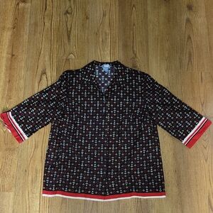 Koret Nautical Themed Blouse with Red and Gold Accents